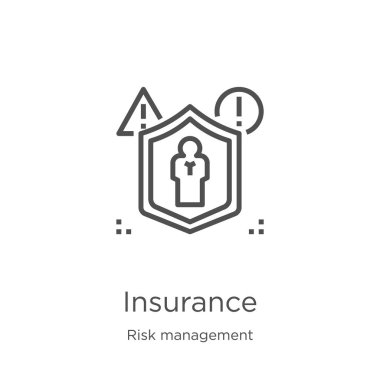 risk yönetimi koleksiyonundan sigorta simgesi vektör. İnce çizgi sigorta anahat simge vektör illüstrasyon. Anahat, Web sitesi tasarımı ve mobil, uygulama geliştirme için ince hat sigortası simgesi