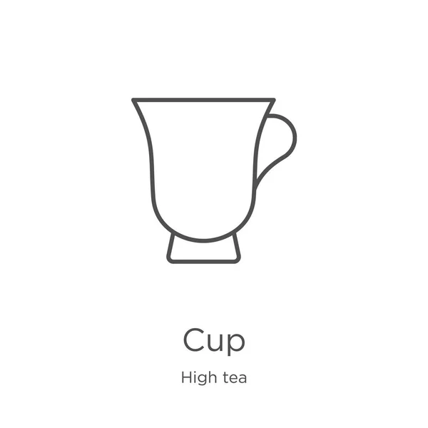 Taza vector icono de alta colección de té. Ilustración de vectores de iconos de copa de línea fina. Esquema, icono de copa de línea delgada para el diseño del sitio web y móvil, desarrollo de aplicaciones — Archivo Imágenes Vectoriales