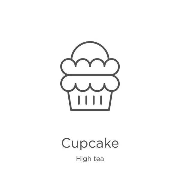 Cupcake vector icono de alta colección de té. Línea delgada cupcake esquema icono vector ilustración. Esquema, línea delgada cupcake icono para el diseño de sitios web y móviles, desarrollo de aplicaciones — Archivo Imágenes Vectoriales
