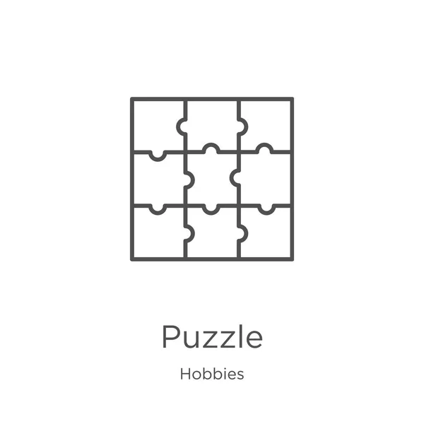 Puzzle icon vector from hobbies collection. Thin line puzzle outline icon vector illustration. Outline, thin line puzzle icon for website design and mobile, app development — Stock Vector