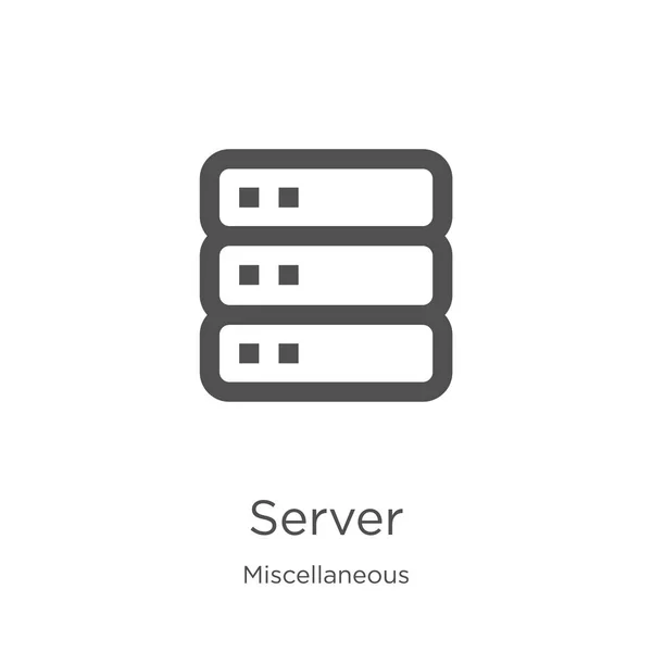 Ikona serwera wektor z kolekcji różne. Cienka linia linii konspektu ikona ilustracji wektorowych. Zarys, cienka linia ikona serwera do projektowania stron internetowych i mobilnych, tworzenie aplikacji — Wektor stockowy