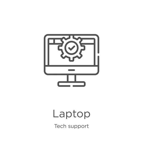 Laptop icon vector van tech support collectie. Dunne lijn laptop overzicht icoon vector illustratie. Outline, dunne lijn laptop icoon voor website design en mobiele, app ontwikkeling — Stockvector