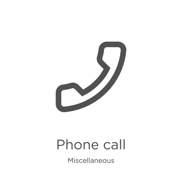 Phone call icon vector from miscellaneous collection. Thin line phone call outline icon vector illustration. Outline, thin line phone call icon for website design and mobile, app development — Stock Vector