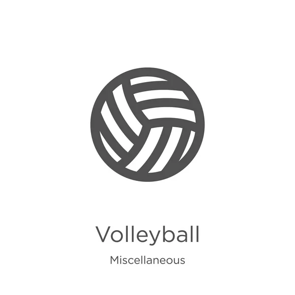 Vector icono de voleibol de la colección miscelánea. Ilustración vectorial delgada línea de voleibol contorno icono. Esquema, icono de voleibol de línea delgada para el diseño del sitio web y móvil, desarrollo de aplicaciones — Vector de stock