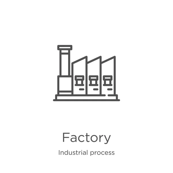 Vector icono de fábrica de la colección de procesos industriales. Ilustración de vector de icono de contorno de fábrica de línea delgada. Esquema, icono de fábrica de línea delgada para el diseño del sitio web y móvil, desarrollo de aplicaciones — Archivo Imágenes Vectoriales