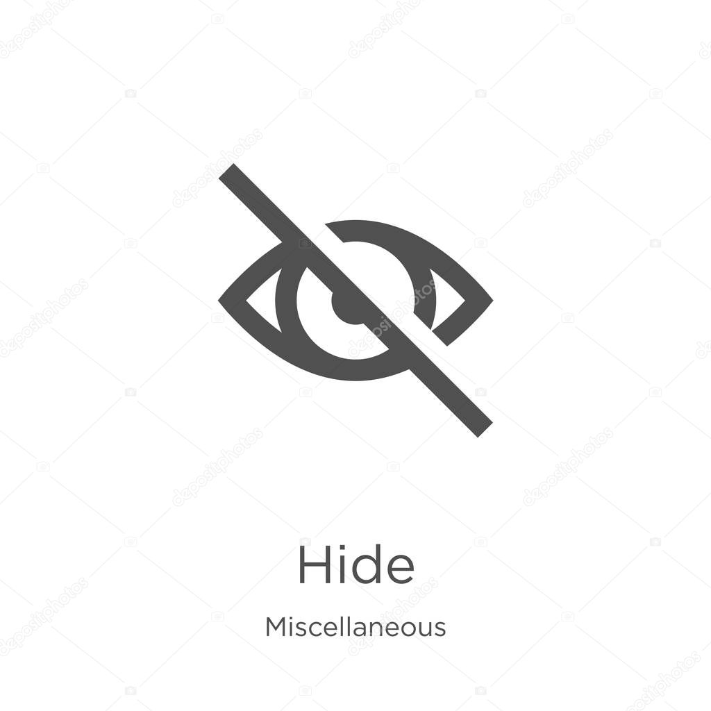 Hide icon. Element of miscellaneous collection for mobile concept and web apps icon. Outline, thin line hide icon for website design and mobile, app development