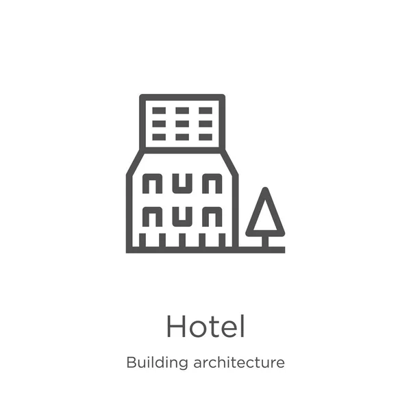 Hotel icon vector van Building Architecture Collection. Thin Line Hotel overzicht pictogram vector illustratie. Overzicht, Thin Line Hotel icoon voor website ontwerp en mobiel, app ontwikkeling. — Stockvector