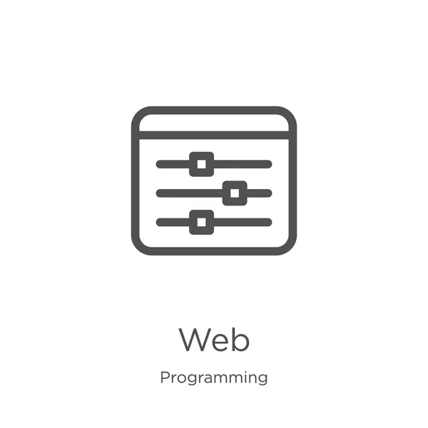 Vector icono web de la colección de programación. Ilustración de vector de icono de contorno web de línea delgada. Esquema, línea delgada icono web para el diseño de sitios web y móviles, desarrollo de aplicaciones . — Vector de stock