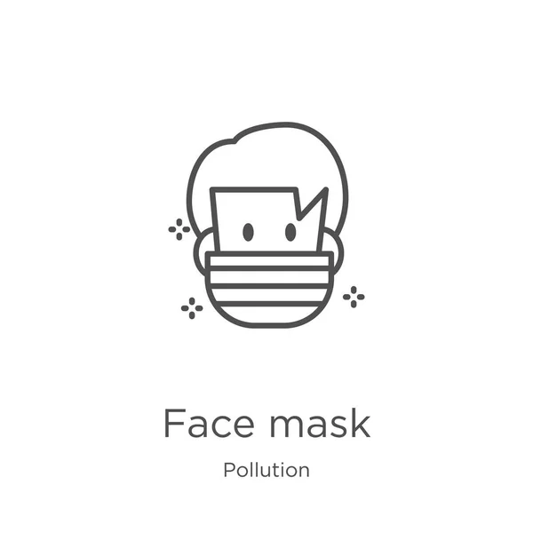 Masque visage icône vecteur de la collecte de pollution. Illustration vectorielle d'icône de contour de masque facial de ligne mince. contour, mince ligne masque icône pour la conception de site Web et mobile, développement d'applications . — Image vectorielle