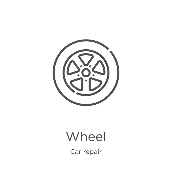 Wheel icon vector from car repair collection. Thin line wheel outline icon vector illustration. Outline, thin line wheel icon for website design and mobile, app development. — 스톡 벡터