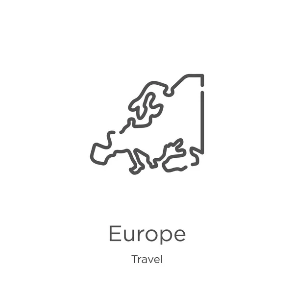 Europe vector icono de la colección de viajes. Ilustración vectorial delgada línea europa contorno icono. Esquema, línea delgada icono de Europa para el diseño de sitios web y móviles, desarrollo de aplicaciones . — Vector de stock