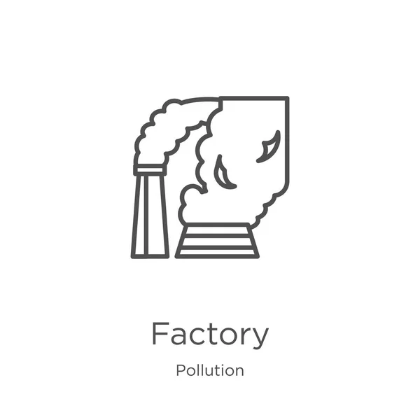 Fabrieks pictogram vector uit vervuiling collectie. Thin Line Factory overzicht pictogram vector illustratie. Overzicht, Thin Line Factory-pictogram voor website-ontwerp en mobiele, app-ontwikkeling. — Stockvector