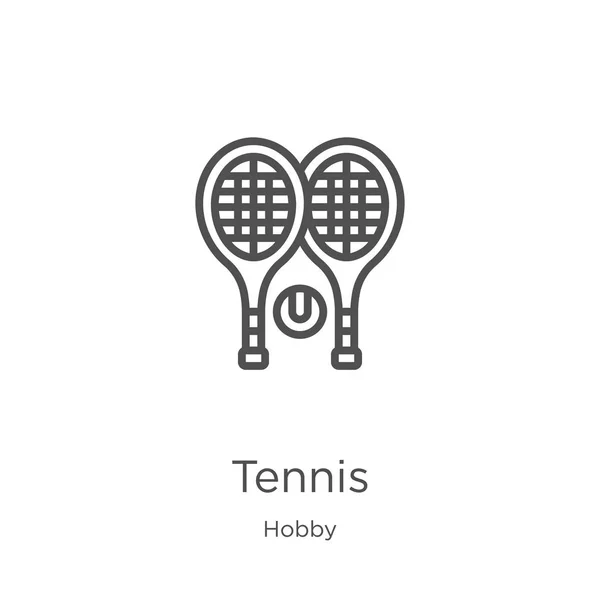 Hobi koleksiyonundan tenis simgesi vektör. İnce çizgi tenis anahat simgesi vektör illüstrasyon. Anahat, web sitesi tasarımı ve mobil, uygulama geliştirme için ince çizgi tenis simgesi. — Stok Vektör