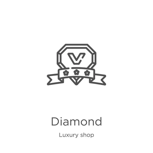 Vettore di icone di diamanti della collezione di negozi di lusso. Illustrazione vettoriale dell'icona con contorno diamantato a linea sottile. Outline, icona diamante linea sottile per la progettazione di siti web e mobile, lo sviluppo di app . — Vettoriale Stock