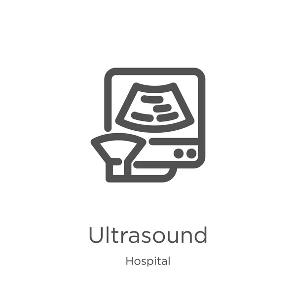 Vetor ícone de ultra-som da coleção hospitalar. Linha fina ultra-som contorno ícone vetor ilustração. Esboço, ícone de ultra-som de linha fina para design de site e móvel, desenvolvimento de aplicativos . — Vetor de Stock