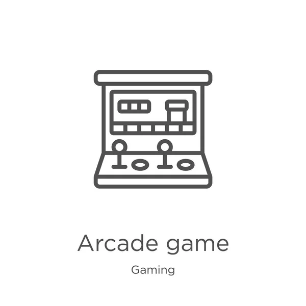 Εικονίδιο παιχνίδι arcade από τη συλλογή τυχερών παιχνιδιών. Απεικόνιση διανυσματικών εικονιδίων παιχνιδιού γραμμής arcade λεπτή γραμμή. Περίγραμμα, εικονίδιο παιχνίδι arcade λεπτή γραμμή για το σχεδιασμό της ιστοσελίδας και το κινητό, ανάπτυξη εφαρμογών. — Διανυσματικό Αρχείο