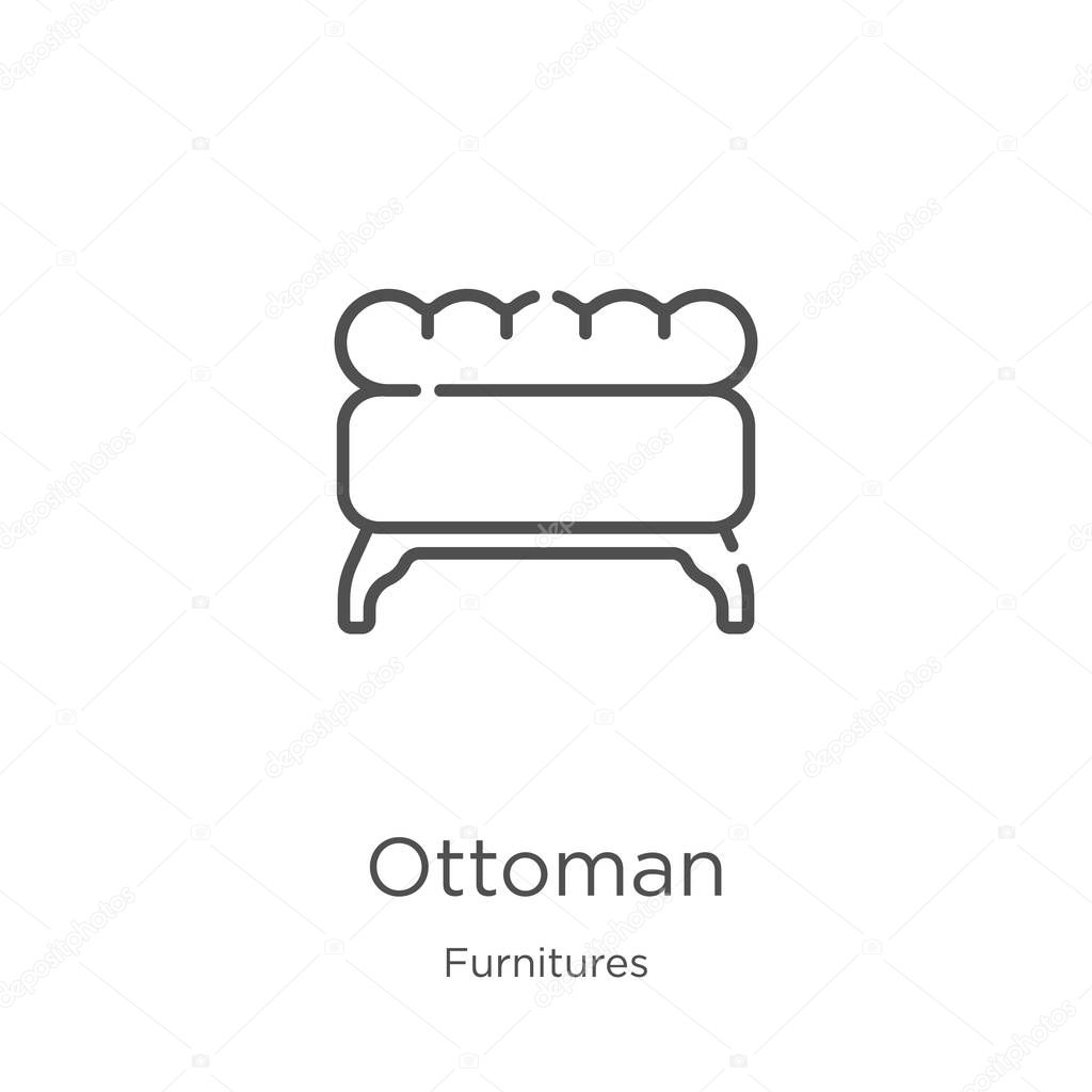ottoman icon vector from furnitures collection. Thin line ottoman outline icon vector illustration. Outline, thin line ottoman icon for website design and mobile, app development.