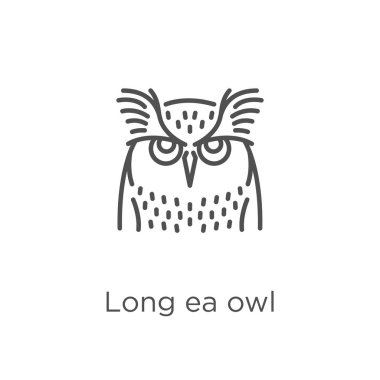 baykuş koleksiyonundan uzun kulaklı baykuş simgesi vektör. İnce çizgi uzun kulaklı baykuş anahat simgesi vektör illüstrasyon. Anahat, web sitesi tasarımı ve mobil, uygulama geliştirme için ince çizgi uzun kulaklı baykuş simgesi.