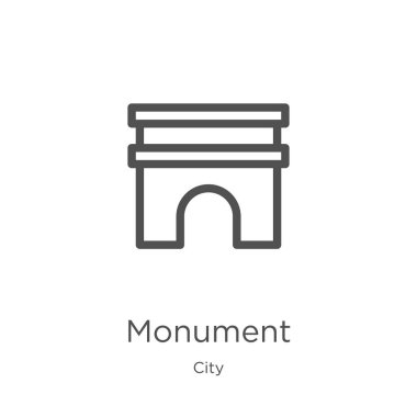 şehir koleksiyonundan anıt simgesi vektör. İnce çizgi anıt anahat simgesi vektör illüstrasyon. Anahat, web sitesi tasarımı ve mobil, uygulama geliştirme için ince çizgi anıt simgesi.