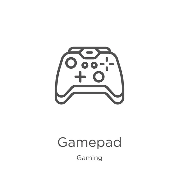 Ikona Gamepad wektor z kolekcji gier. Cienka linia kontur Gamepad ikona ilustracja wektor. Zarys, cienka linia ikona Gamepad do projektowania stron internetowych i mobilnych, tworzenie aplikacji. — Wektor stockowy