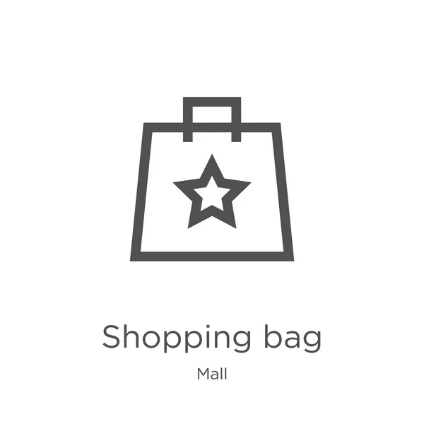 Vetor ícone saco de compras da coleção shopping. Linha fina saco de compras esboço ícone vetor ilustração. Esboço, ícone de saco de compras de linha fina para design de site e celular, desenvolvimento de aplicativos . — Vetor de Stock