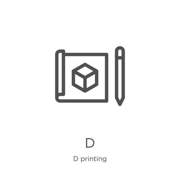 D icon vector from d printing collection. Thin line d outline icon vector illustration. Outline, thin line d icon for website design and mobile, app development. — Stock Vector