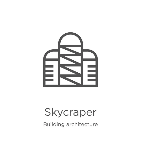 Skycraper pictogram vector van Building Architecture Collection. Dunne lijn skycraper overzicht pictogram vector illustratie. Overzicht, dunne lijn skycraper icon voor website-ontwerp en mobiele, app-ontwikkeling. — Stockvector
