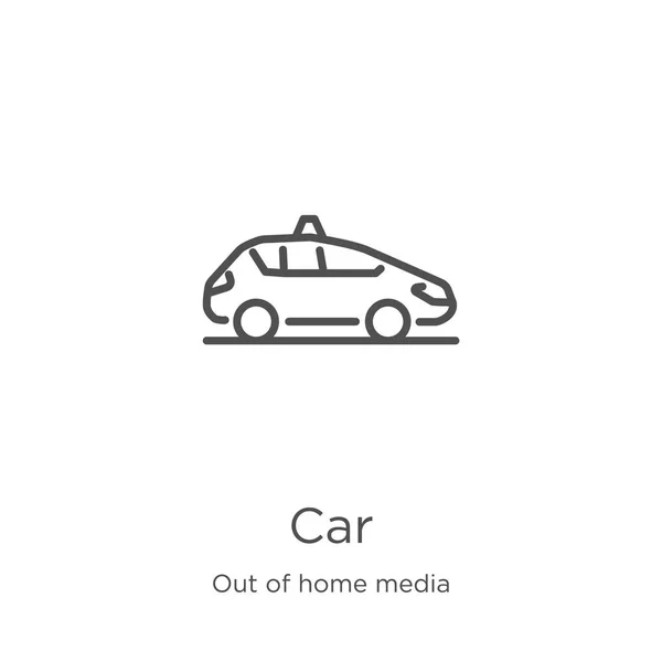 Vetor ícone do carro de fora da coleção de mídia em casa. Linha fina carro esboço ícone vetor ilustração. Esboço, ícone de carro de linha fina para o design do site e móvel, desenvolvimento de aplicativos . —  Vetores de Stock