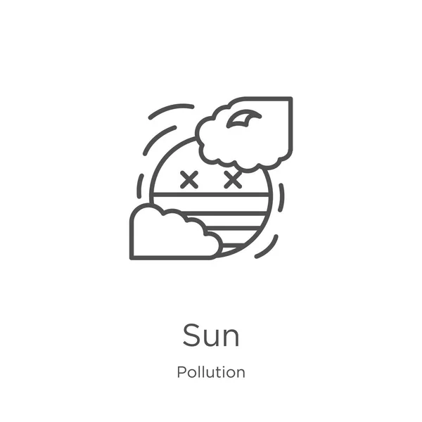 Είδωλο του ήλιου από τη συλλογή ρύπανσης. Εικόνα διανυσματικού περιγράμματος εικονιδίου ήλιου γραμμής. Περίγραμμα, εικονίδιο ηλίου λεπτής γραμμής για σχεδιασμό ιστοσελίδων και κινητά, ανάπτυξη εφαρμογών. — Διανυσματικό Αρχείο