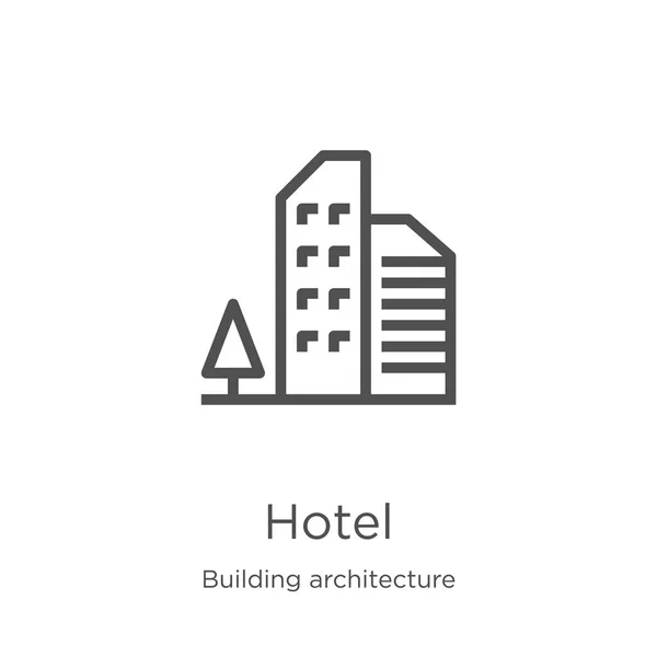 Hotel icon vector van Building Architecture Collection. Thin Line Hotel overzicht pictogram vector illustratie. Overzicht, Thin Line Hotel icoon voor website ontwerp en mobiel, app ontwikkeling. — Stockvector