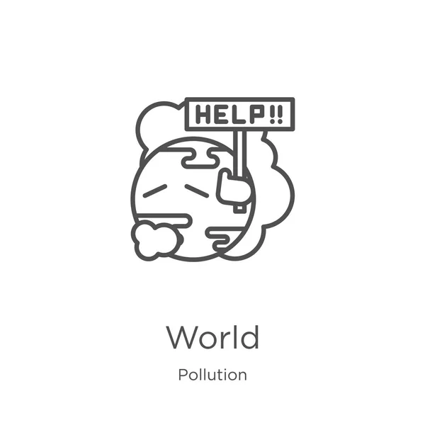 Wereld icoon vector van vervuiling collectie. Dunne lijn wereld omtrek pictogram vector illustratie. Outline, dunne lijn wereld icoon voor website design en mobiele, app ontwikkeling. — Stockvector