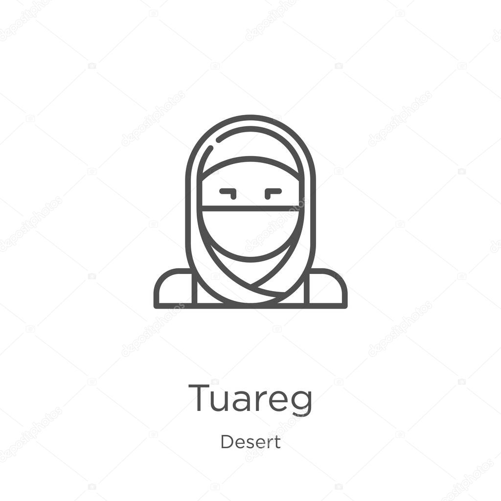 tuareg icon vector from desert collection. Thin line tuareg outline icon vector illustration. Outline, thin line tuareg icon for website design and mobile, app development.