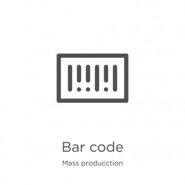 toplu üretim koleksiyonundan barkod simgesi vektörü. İnce satır barkod anahat simgesi vektör illüstrasyon. Anahat, web sitesi tasarımı ve mobil için ince satır barkod simgesi, uygulama geliştirme.