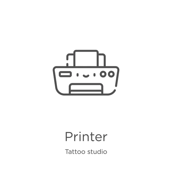 Printerpictogram vector van tattoo studio collectie. Dunne lijn printer contour pictogram vector illustratie. Overzicht, Thin Line-printerpictogram voor website-ontwerp en mobiel, app-ontwikkeling. — Stockvector