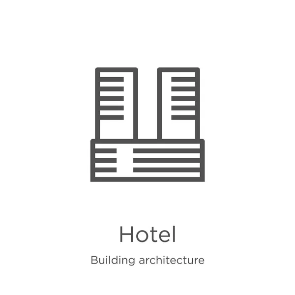 Hotel icon vector van Building Architecture Collection. Thin Line Hotel overzicht pictogram vector illustratie. Overzicht, Thin Line Hotel icoon voor website ontwerp en mobiel, app ontwikkeling. — Stockvector