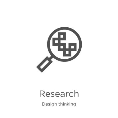 tasarım düşünme koleksiyonundan araştırma simgesi vektörü. İnce çizgi araştırma anahat simgesi vektör illüstrasyon. Anahat, web sitesi tasarımı ve mobil, uygulama geliştirme için ince çizgi araştırma simgesi.