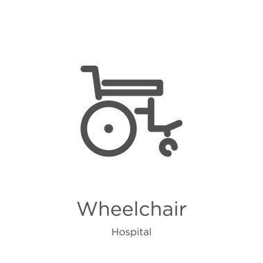 wheelchair icon vector from hospital collection. Thin line wheelchair outline icon vector illustration. Outline, thin line wheelchair icon for website design and mobile, app development.