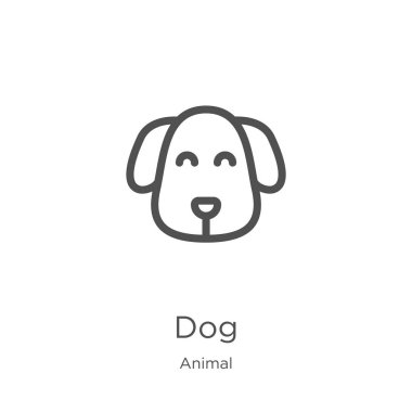 hayvan koleksiyonundan köpek simgesi vektör. İnce çizgi köpek anahat simgesi vektör illüstrasyon. Anahat, web sitesi tasarımı ve mobil için ince çizgi köpek simgesi, uygulama geliştirme.