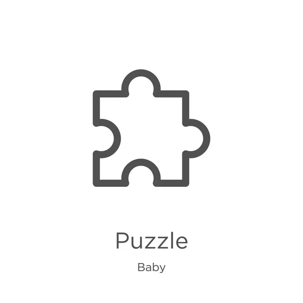 Puzzle icon vector from baby collection. Thin line puzzle outline icon vector illustration. Outline, thin line puzzle icon for website design and mobile, app development. — Stock Vector
