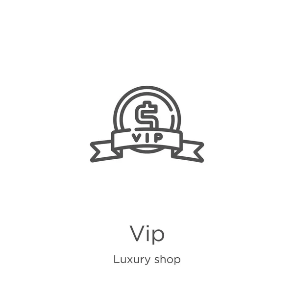 Vip vettore icona della collezione negozio di lusso. Illustrazione vettoriale icona contorno vip linea sottile. Outline, icona vip linea sottile per la progettazione di siti web e mobile, lo sviluppo di app . — Vettoriale Stock