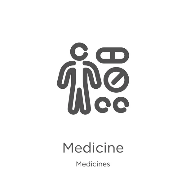 Vector icono de medicina de la colección de medicamentos. Línea delgada medicina esquema icono vector ilustración. Esquema, icono de medicina de línea delgada para el diseño del sitio web y móvil, desarrollo de aplicaciones . — Vector de stock