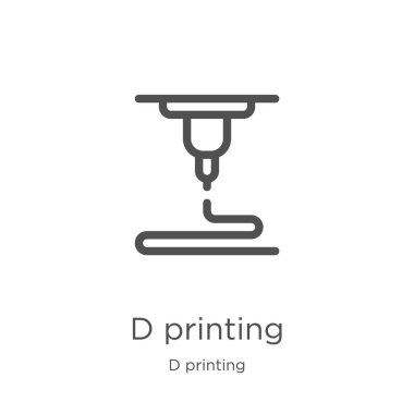 d printing icon vector from d printing collection. Thin line d printing outline icon vector illustration. Outline, thin line d printing icon for website design and mobile, app development. clipart