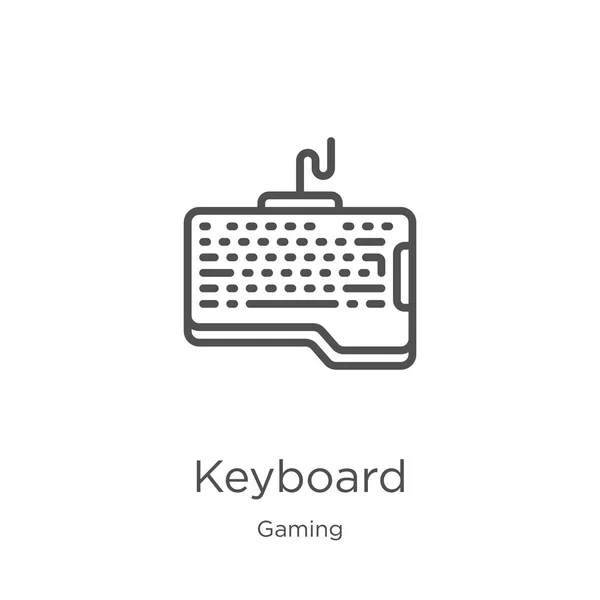 Vector icono de teclado de la colección de juegos. Línea delgada teclado esquema icono vector ilustración. Esquema, icono de teclado de línea delgada para el diseño del sitio web y móvil, desarrollo de aplicaciones . — Vector de stock
