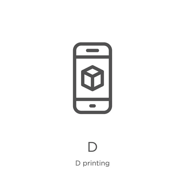 D-pictogram vector van d Printing Collection. Dunne lijn d omtrek pictogram vector illustratie. Overzicht, dun lijn d-pictogram voor website-ontwerp en mobiel, app-ontwikkeling. — Stockvector