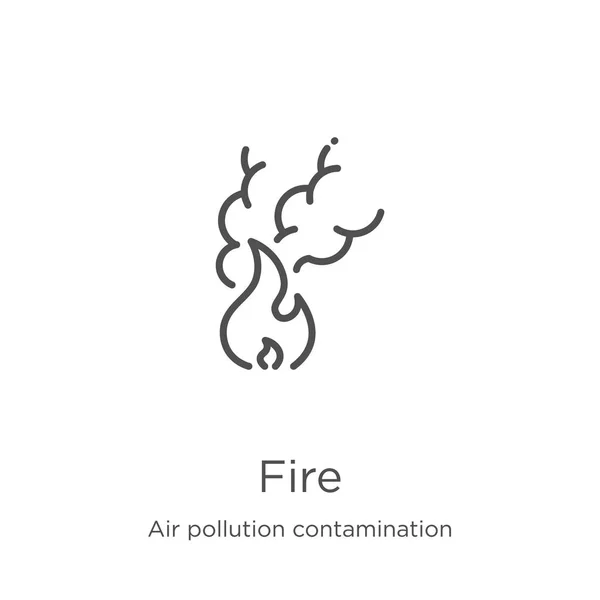 Vetor de ícone de fogo da coleta de contaminação por poluição do ar. Linha fina fogo contorno ícone vetor ilustração. Esboço, ícone de fogo linha fina para o design do site e móvel, desenvolvimento de aplicativos . — Vetor de Stock