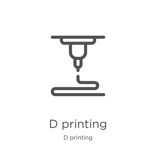 D skriva ut ikonen vektor från d utskrift samling. Tunn linje d skriva ut dispositions ikon vektor illustration. Kontur, tunn linje d Utskriftsikon för webbdesign och mobil, apputveckling. — Stock vektor
