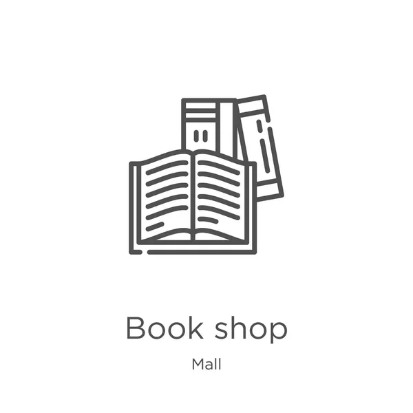 Значок книгарні вектор з колекції торгового центру. Тонка лінія книгарні контур значок Векторні ілюстрації. Контурна, тонка піктограма магазину книг для дизайну веб-сайтів та мобільних пристроїв, розробка додатків . — стоковий вектор