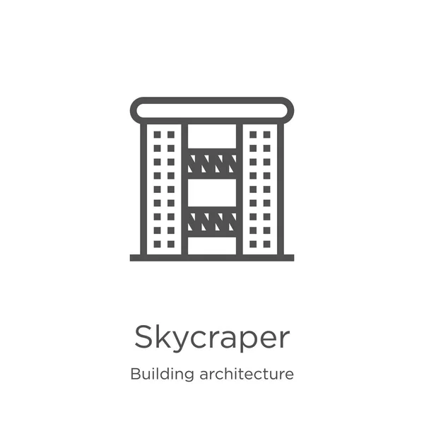 Skycraper pictogram vector van Building Architecture Collection. Dunne lijn skycraper overzicht pictogram vector illustratie. Overzicht, dunne lijn skycraper icon voor website-ontwerp en mobiele, app-ontwikkeling. — Stockvector