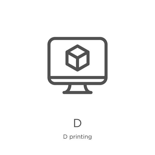 D-pictogram vector van d Printing Collection. Dunne lijn d omtrek pictogram vector illustratie. Overzicht, dun lijn d-pictogram voor website-ontwerp en mobiel, app-ontwikkeling. — Stockvector