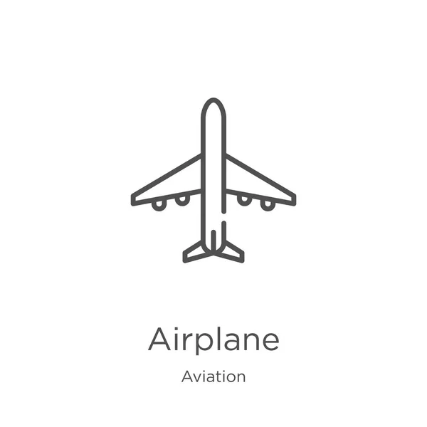 Vecteur icône de l'avion de la collection aviation. Illustration vectorielle de contour d'avion de ligne mince. Schéma, icône de l'avion de ligne mince pour la conception de site Web et mobile, développement d'applications . — Image vectorielle